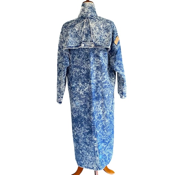 Vintage ID# Official Identification Denim Acid Wash Trench Coat Size 3 Unisex - Picture 2 of 16